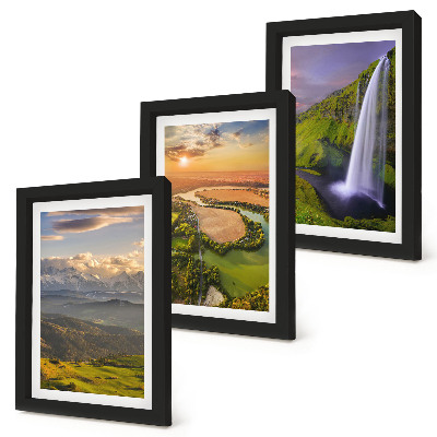 Triptych v ráme Výhľady na horskú rieku a vodopád v prírode