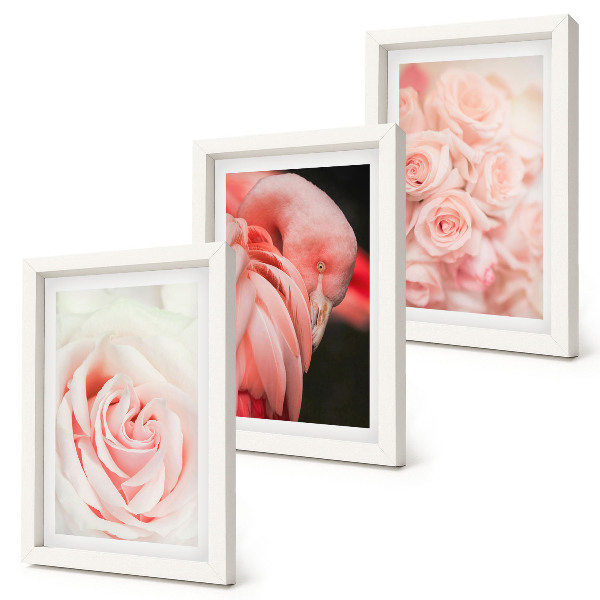 Triptych v ráme Pastelové ružové a plameniakovej v jemných odtieňoch