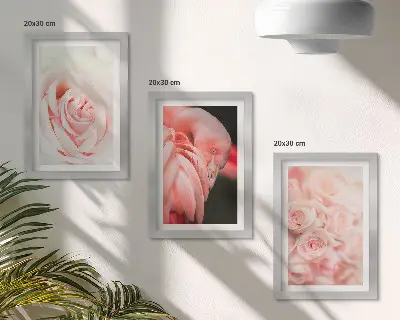 Triptych v ráme pastelové ružové a plameniakové odtiene