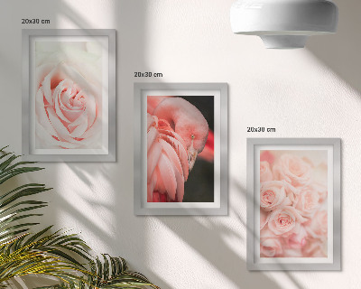 Triptych v ráme Pastelové ružové a plameniakovej v jemných odtieňoch
