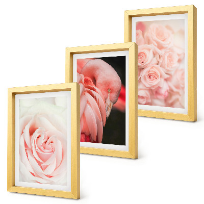 Triptych v ráme Pastelové ružové a plameniakovej v jemných odtieňoch