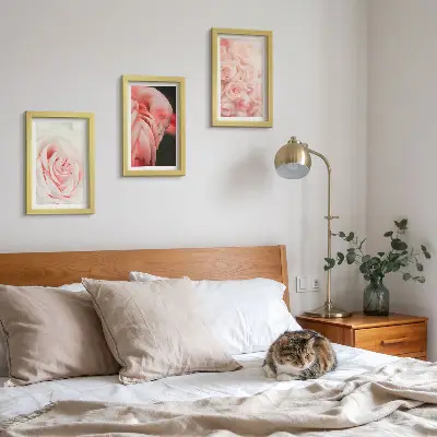 Triptych v ráme pastelové ružové a plameniakové odtiene