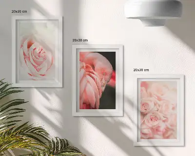 Triptych v ráme pastelové ružové a plameniakové odtiene