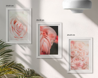 Triptych v ráme Pastelové ružové a plameniakovej v jemných odtieňoch