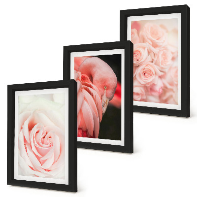 Triptych v ráme Pastelové ružové a plameniakovej v jemných odtieňoch