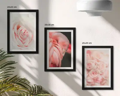 Triptych v ráme pastelové ružové a plameniakové odtiene