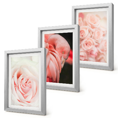 Triptych v ráme Pastelové ružové a plameniakovej v jemných odtieňoch
