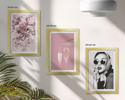 Triptych v ráme Kvety v odtieňoch ružovej a elegantná žena