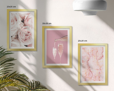 Triptych v ráme Šampanské ruže a pastelové mramorové pozadie