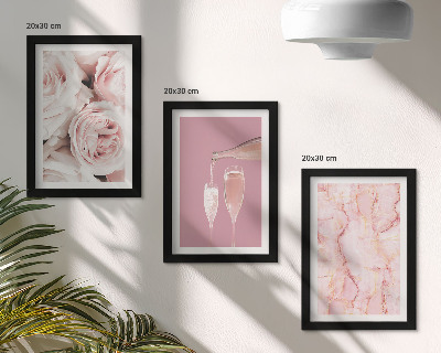 Triptych v ráme Šampanské ruže a pastelové mramorové pozadie