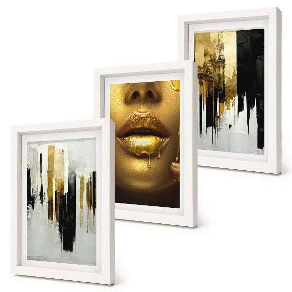 Triptych v ráme Abstraktná maľba a portrét ženy