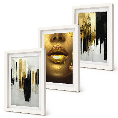 Triptych v ráme Abstraktná maľba a portrét ženy