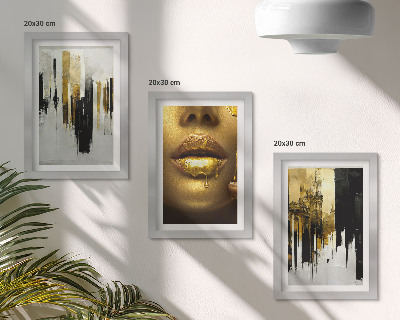 Triptych v ráme Abstraktná maľba a portrét ženy