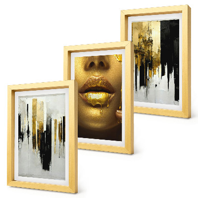 Triptych v ráme Abstraktná maľba a portrét ženy