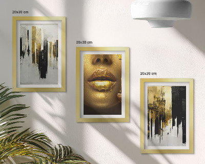 Triptych v ráme Abstraktná maľba a portrét ženy