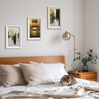 Triptych v ráme Abstraktná maľba a portrét ženy
