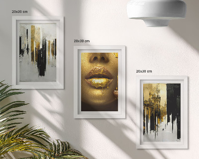 Triptych v ráme Abstraktná maľba a portrét ženy