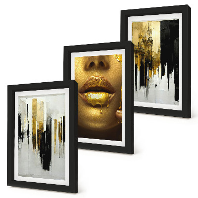 Triptych v ráme Abstraktná maľba a portrét ženy