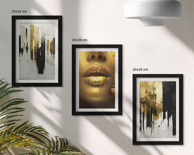 Triptych v ráme Abstraktná maľba a portrét ženy