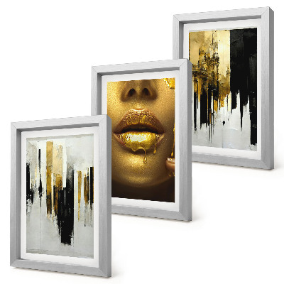Triptych v ráme Abstraktná maľba a portrét ženy