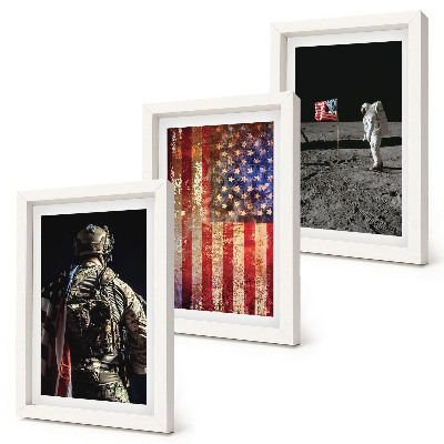 Triptych v ráme Americké národné symboly Vlajka USA
