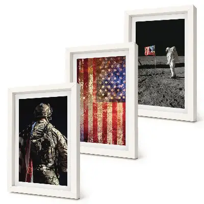 Triptych v ráme motív americké národné symboly a vlajka USA
