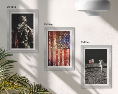 Triptych v ráme Americké národné symboly Vlajka USA