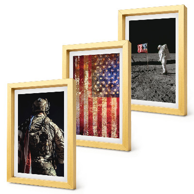 Triptych v ráme Americké národné symboly Vlajka USA