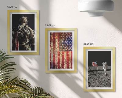 Triptych v ráme Americké národné symboly Vlajka USA