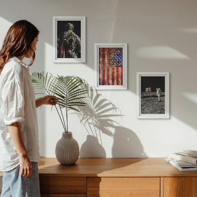 Triptych v ráme Americké národné symboly Vlajka USA