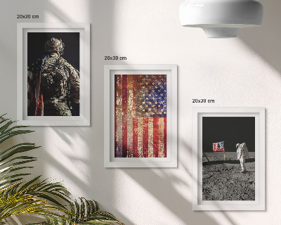 Triptych v ráme Americké národné symboly Vlajka USA