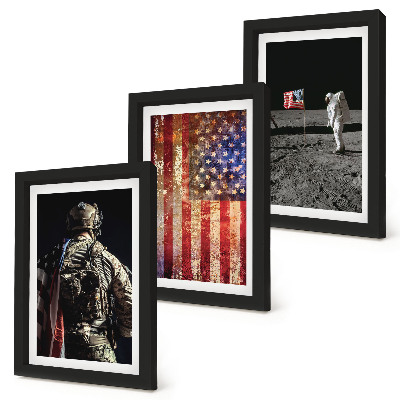 Triptych v ráme Americké národné symboly Vlajka USA