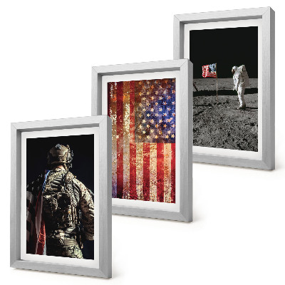 Triptych v ráme Americké národné symboly Vlajka USA