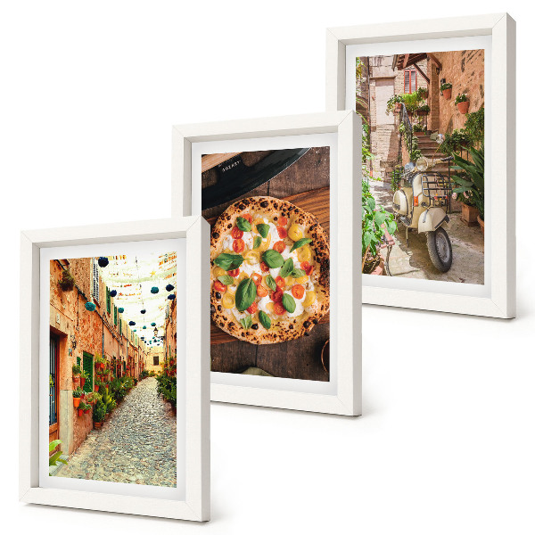 Triptych v ráme Očarujúce uličky s rastlinami a talianskou pizzou