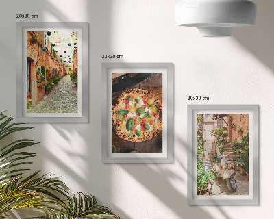 Triptych v ráme Očarujúce uličky s rastlinami a talianskou pizzou