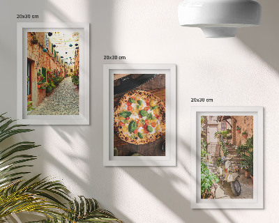 Triptych v ráme Očarujúce uličky s rastlinami a talianskou pizzou