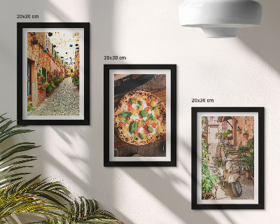 Triptych v ráme Očarujúce uličky s rastlinami a talianskou pizzou