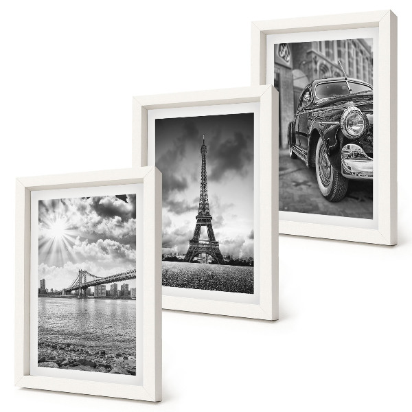 Triptych v ráme Výhľady na mesto, mosty, Eiffelova veža, klasické auto
