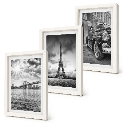 Triptych v ráme Výhľady na mesto, mosty, Eiffelova veža, klasické auto