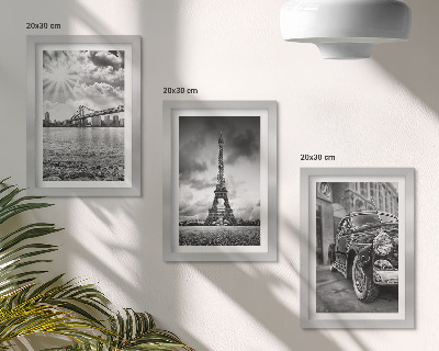Triptych v ráme Výhľady na mesto, mosty, Eiffelova veža, klasické auto
