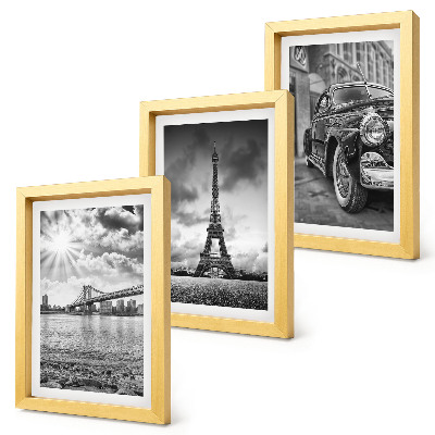 Triptych v ráme Výhľady na mesto, mosty, Eiffelova veža, klasické auto