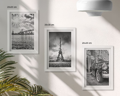 Triptych v ráme Výhľady na mesto, mosty, Eiffelova veža, klasické auto