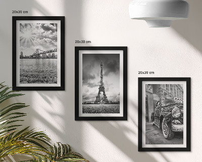Triptych v ráme Výhľady na mesto, mosty, Eiffelova veža, klasické auto