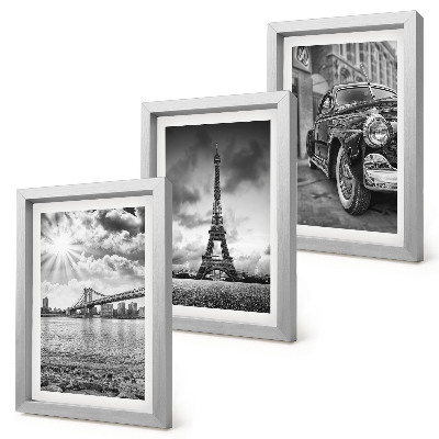 Triptych v ráme Výhľady na mesto, mosty, Eiffelova veža, klasické auto