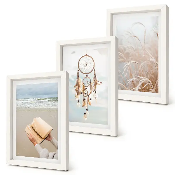 Triptych v ráme pokojná krajina s jemnými letnými výhľadmi v boho štýle