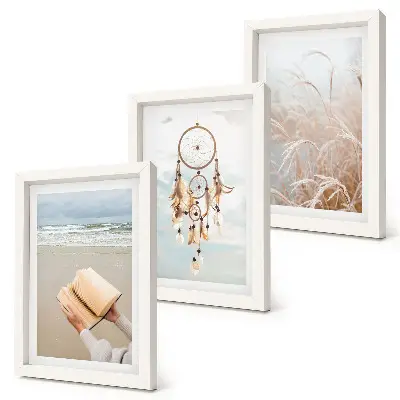 Triptych v ráme pokojná krajina s jemnými letnými výhľadmi v boho štýle