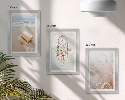 Triptych v ráme Pokojná krajina, jemné letné výhľady, boho štýl