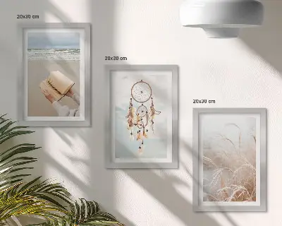 Triptych v ráme pokojná krajina s jemnými letnými výhľadmi v boho štýle
