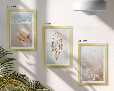Triptych v ráme pokojná krajina s jemnými letnými výhľadmi v boho štýle