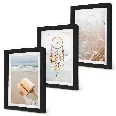 Triptych v ráme pokojná krajina s jemnými letnými výhľadmi v boho štýle